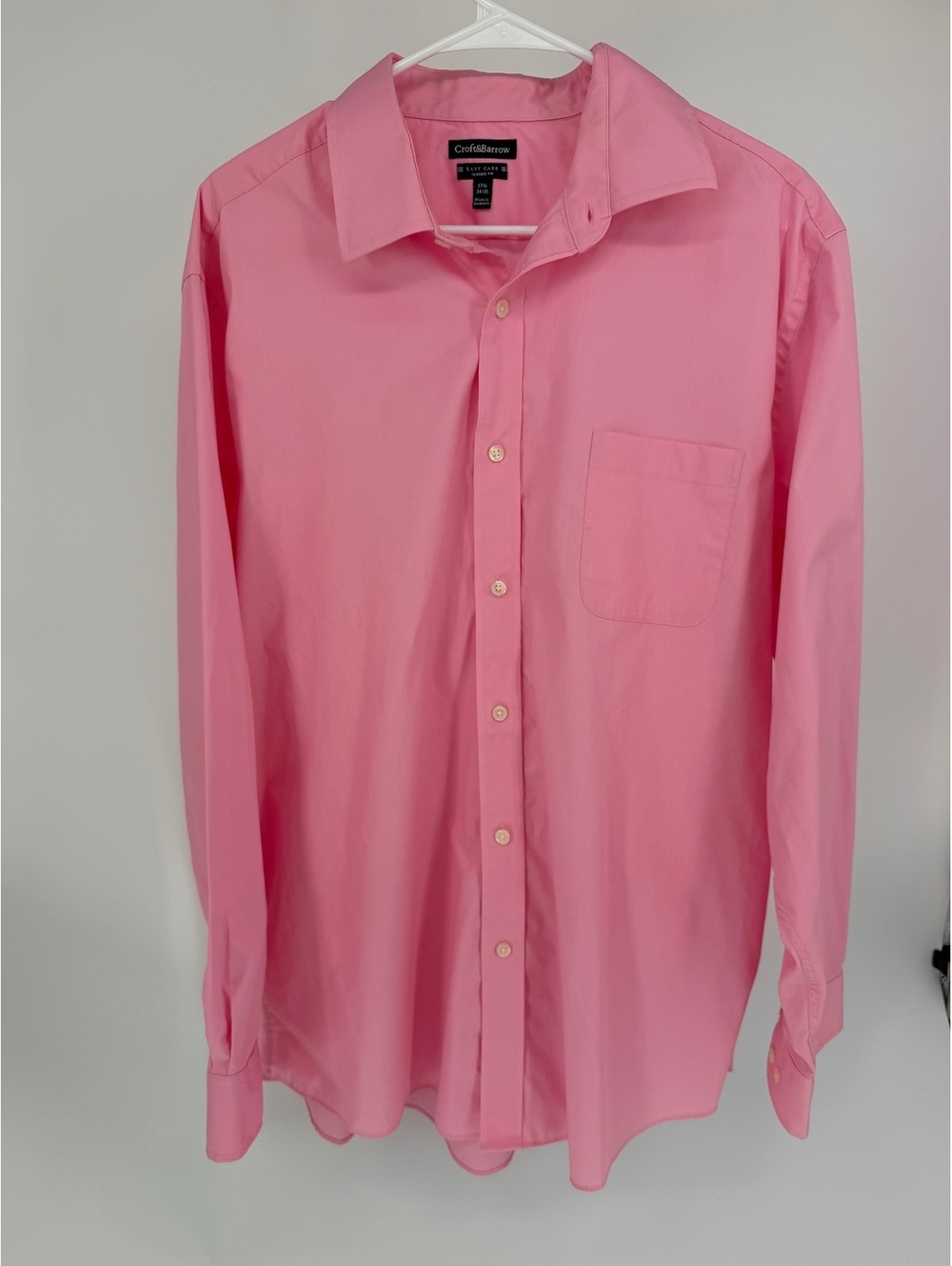 Men's Croft & Barrow Classic Fit Easy Care Pink Dress Shirt 17.5 34/35